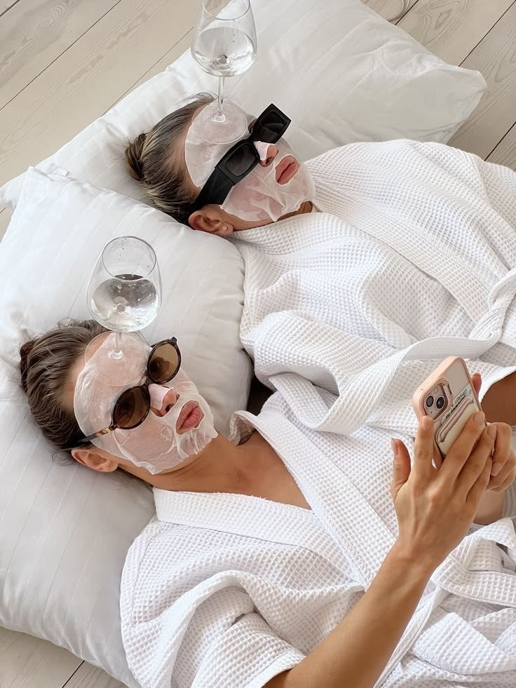 Woman enjoying a skincare ritual