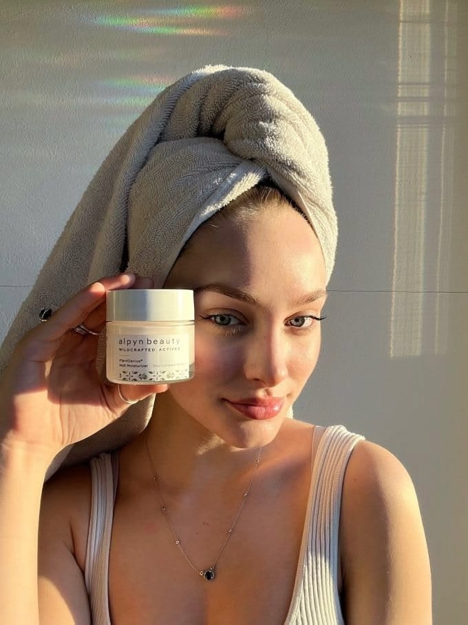 Woman enjoying a skincare ritual
