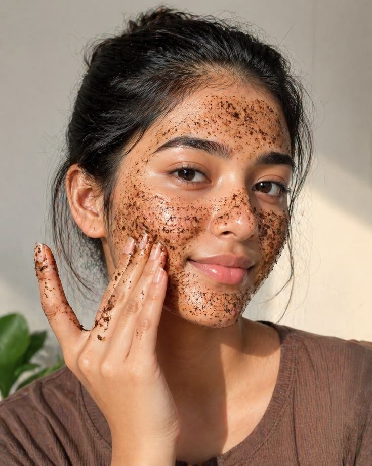 Woman enjoying a skincare ritual